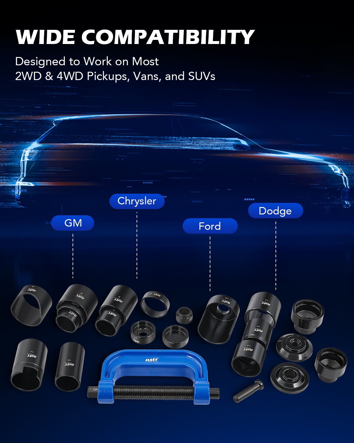 OMT 16Pc Locking Lug Nut Master Key Set Wheel Lock Tire Lug Removal SKT Tool Kit