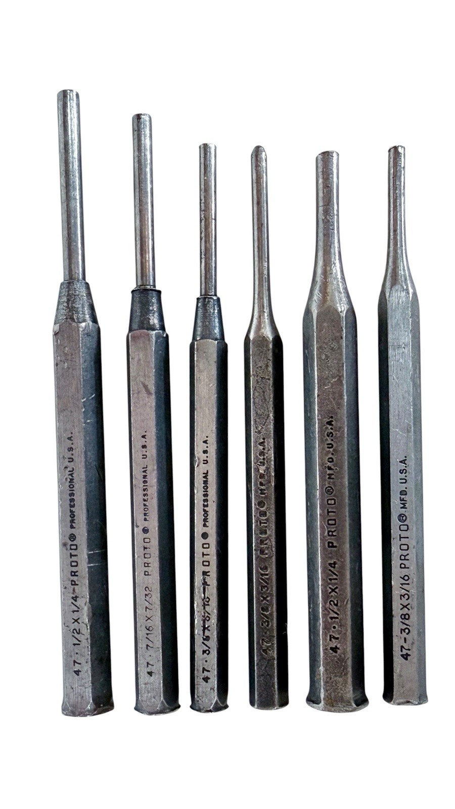Proto 6pc Roll Pin Punch Set 47 Series SAE Made in USA Professional