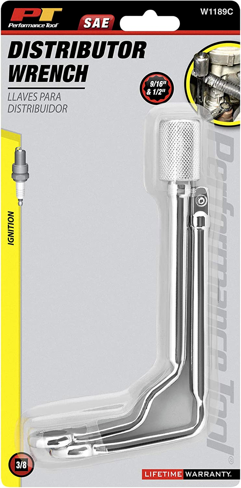 Performance Tool W1189c SAE Offset Distributor Clamp Wrench 1/2-9/16″ 3/8″ Dr