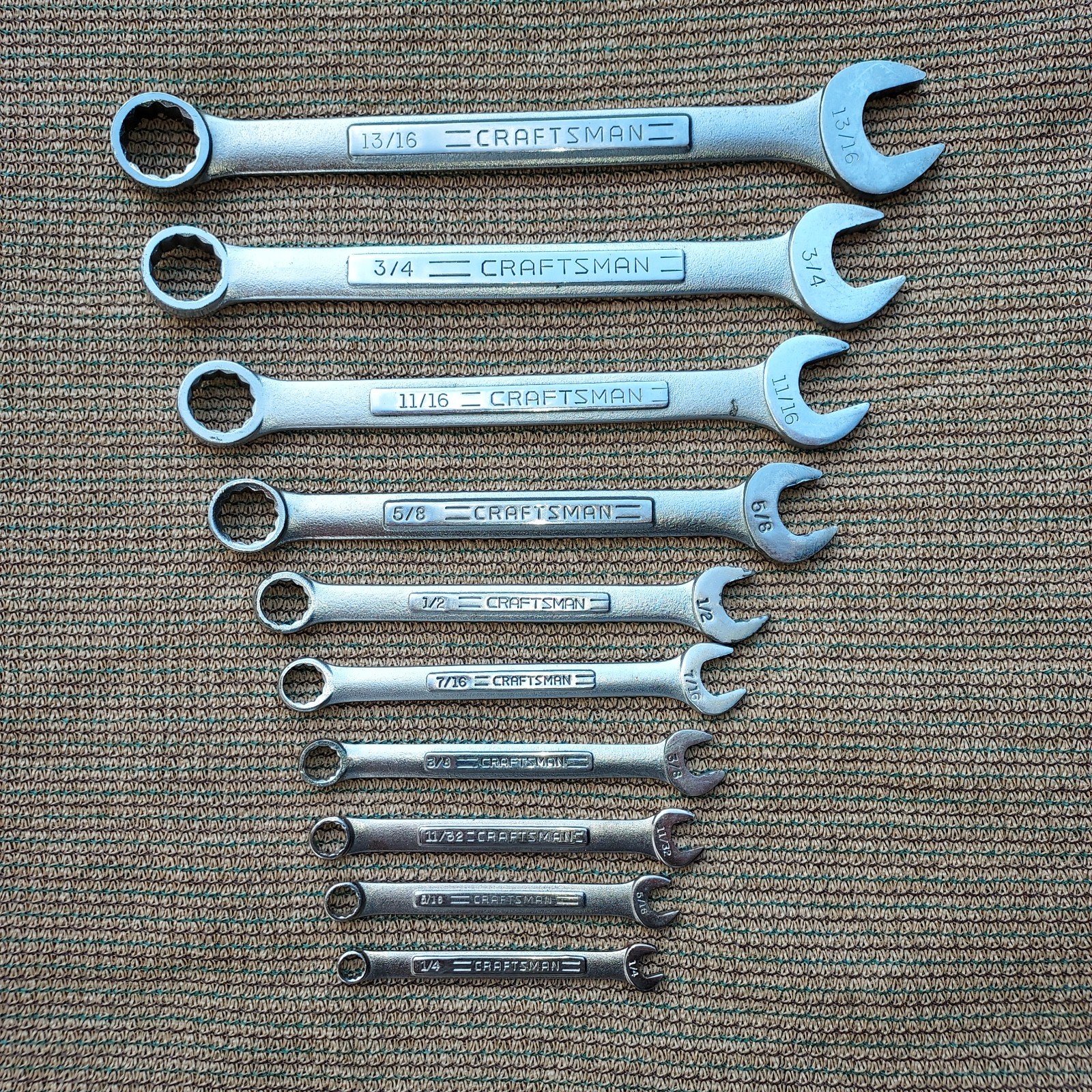 Vtg Craftsman 10 piece SAE combination wrench set 1/4″-13/16″ USA made -VA-VV-V