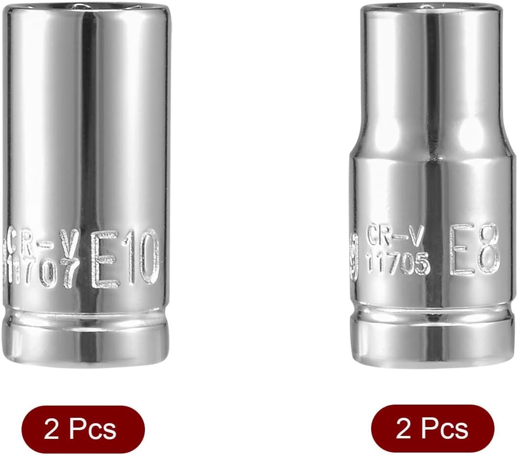 uxcell 1/4-inch Drive by E8 and E10 External Torx Shallow Socket Set One Size