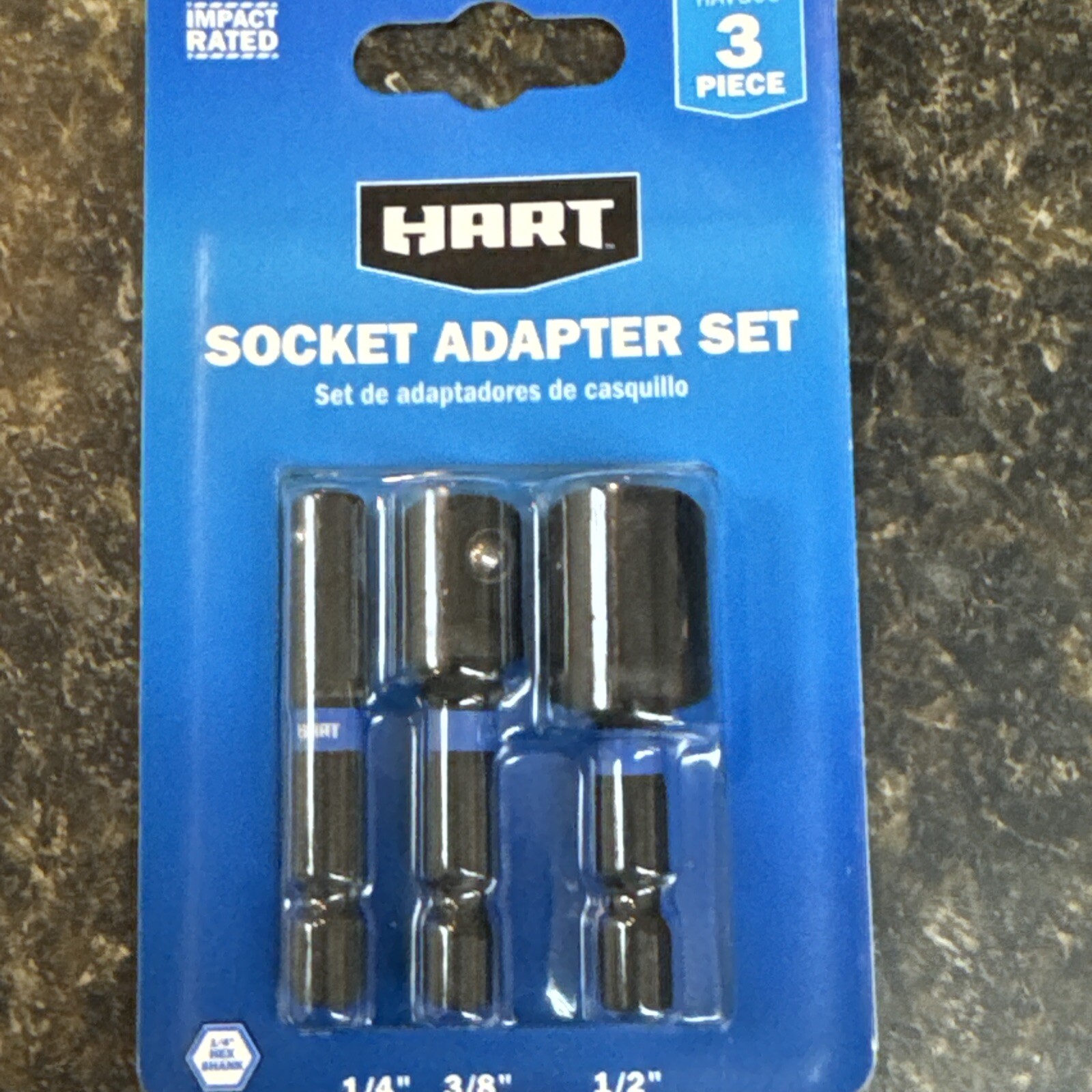 3-Piece Socket Adapter Set, 1/4-inch, 3/8-inch, 1/2-inch. Hart Brand