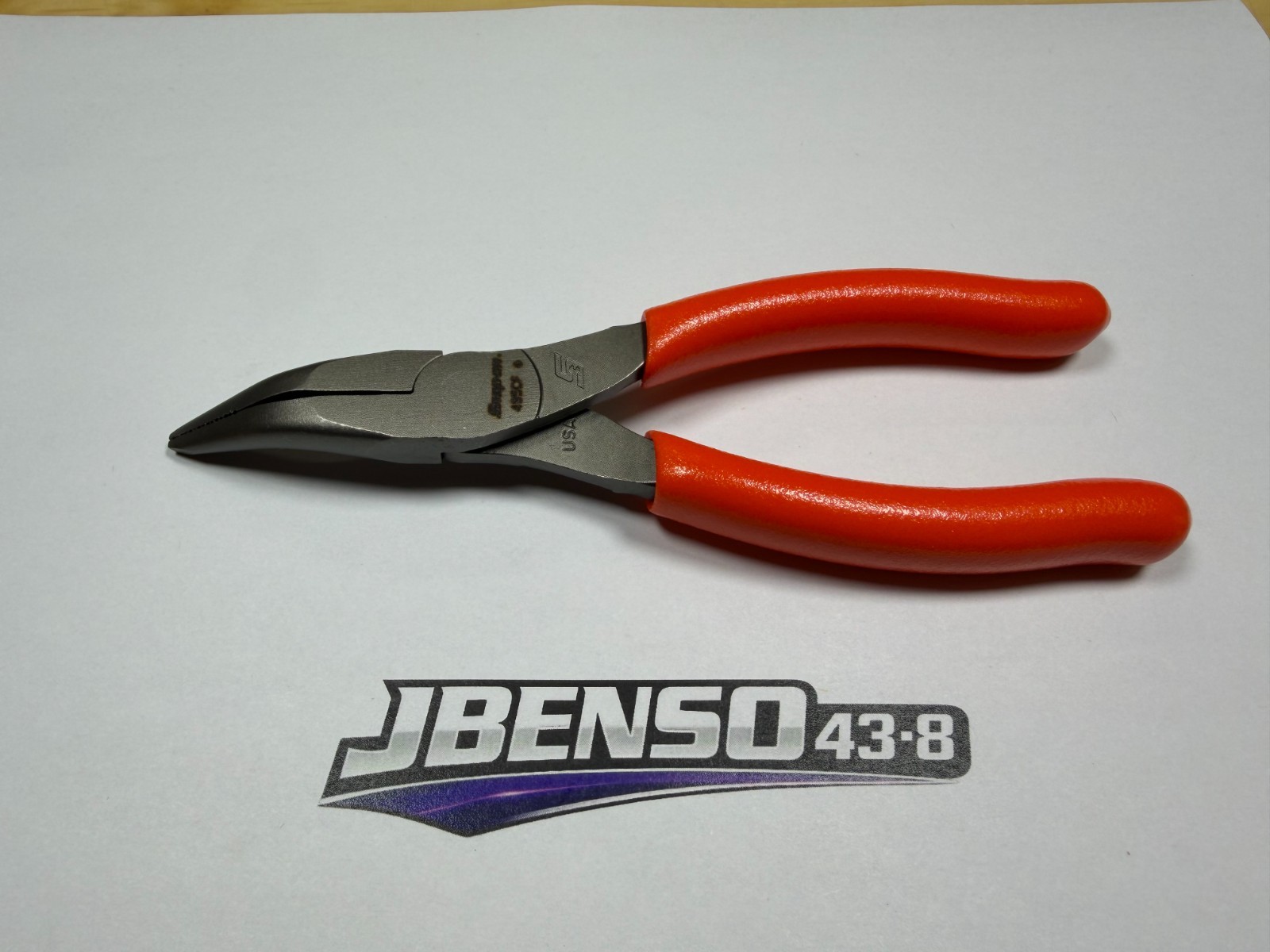 Snap-on Tools USA NEW ORANGE 6″ Soft Grip 35° Bent Needle Nose Pliers 495CFO