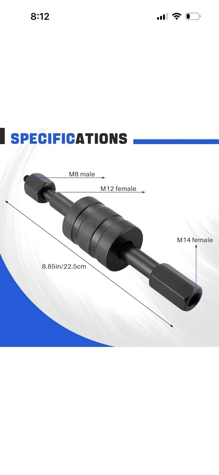Diesel Injector Puller Tool M8 M12 M14 Slide Hammer for Ford GM Dodge Diesel