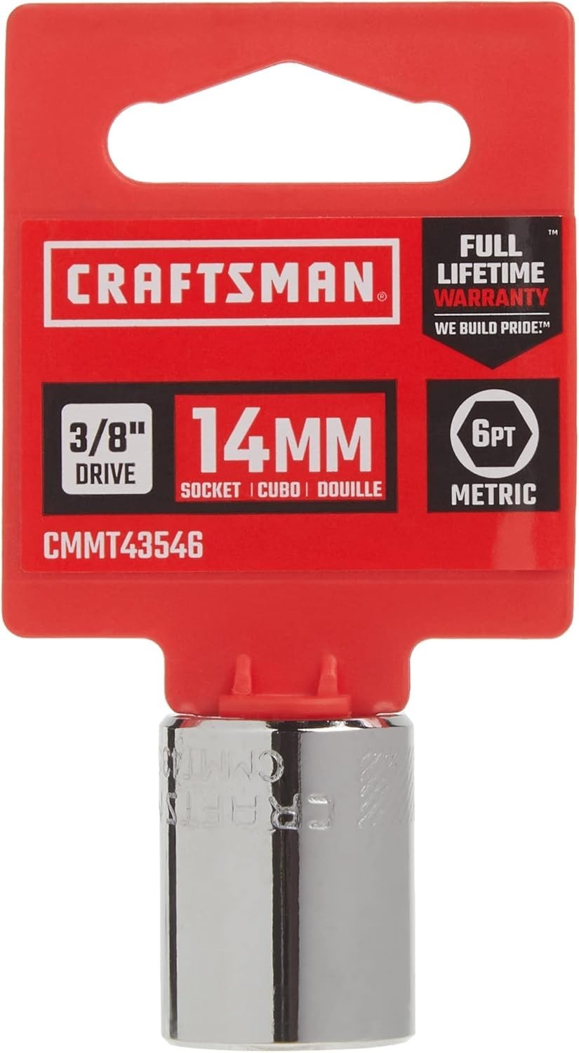 Shallow Socket, Metric, 3/8-Inch Drive, 14mm, 6-Point CMMT43546