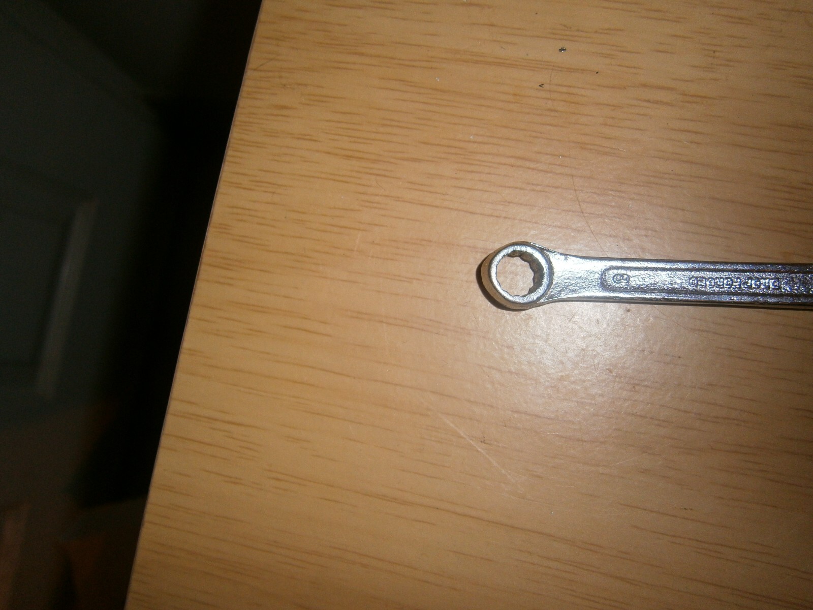 Vintage silver tone spanner. 8mm both ends.(E6b)