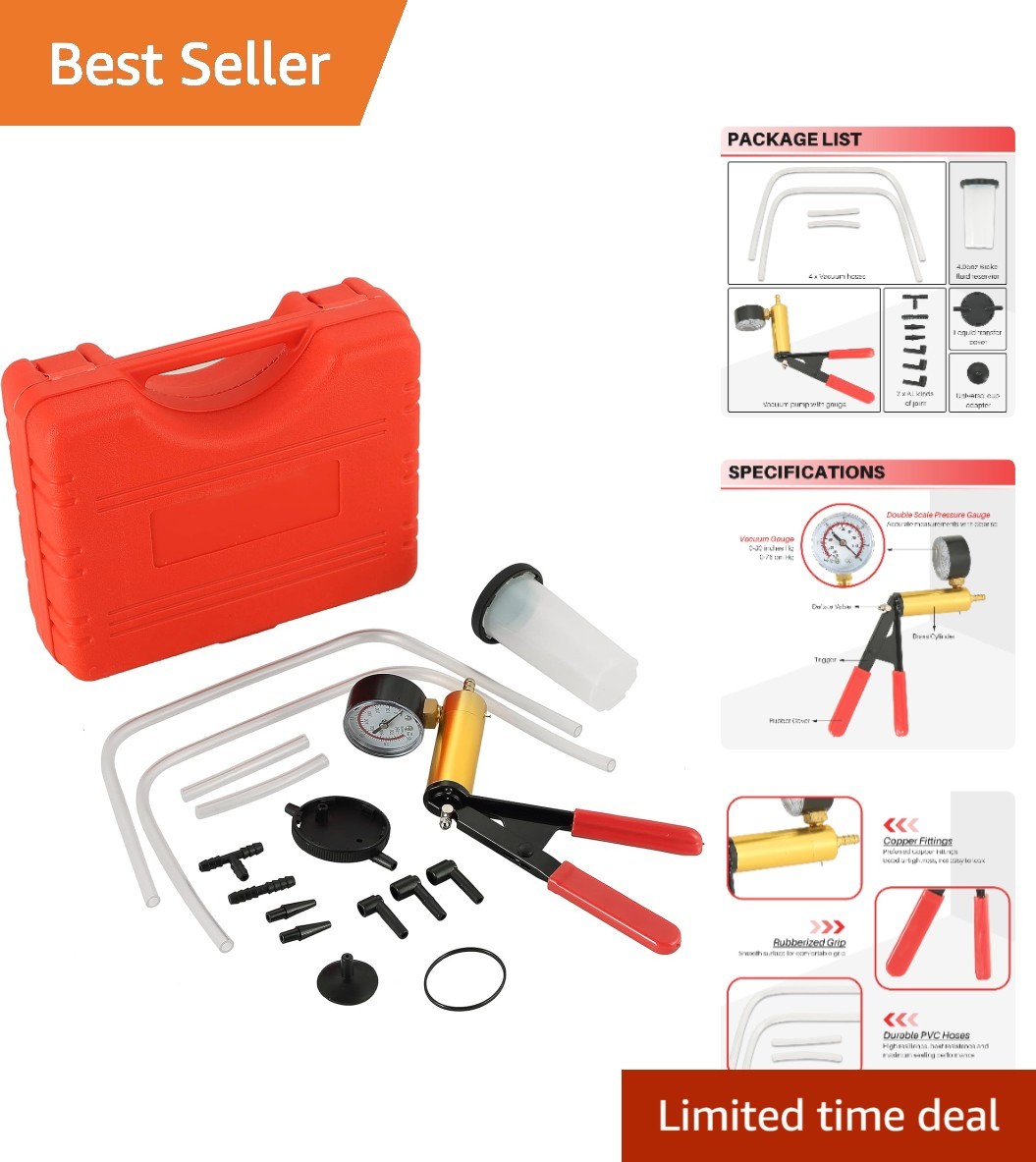 Multifunctional Handheld Vacuum Pump Tester – 16PCS Automotive Bleeding Kit