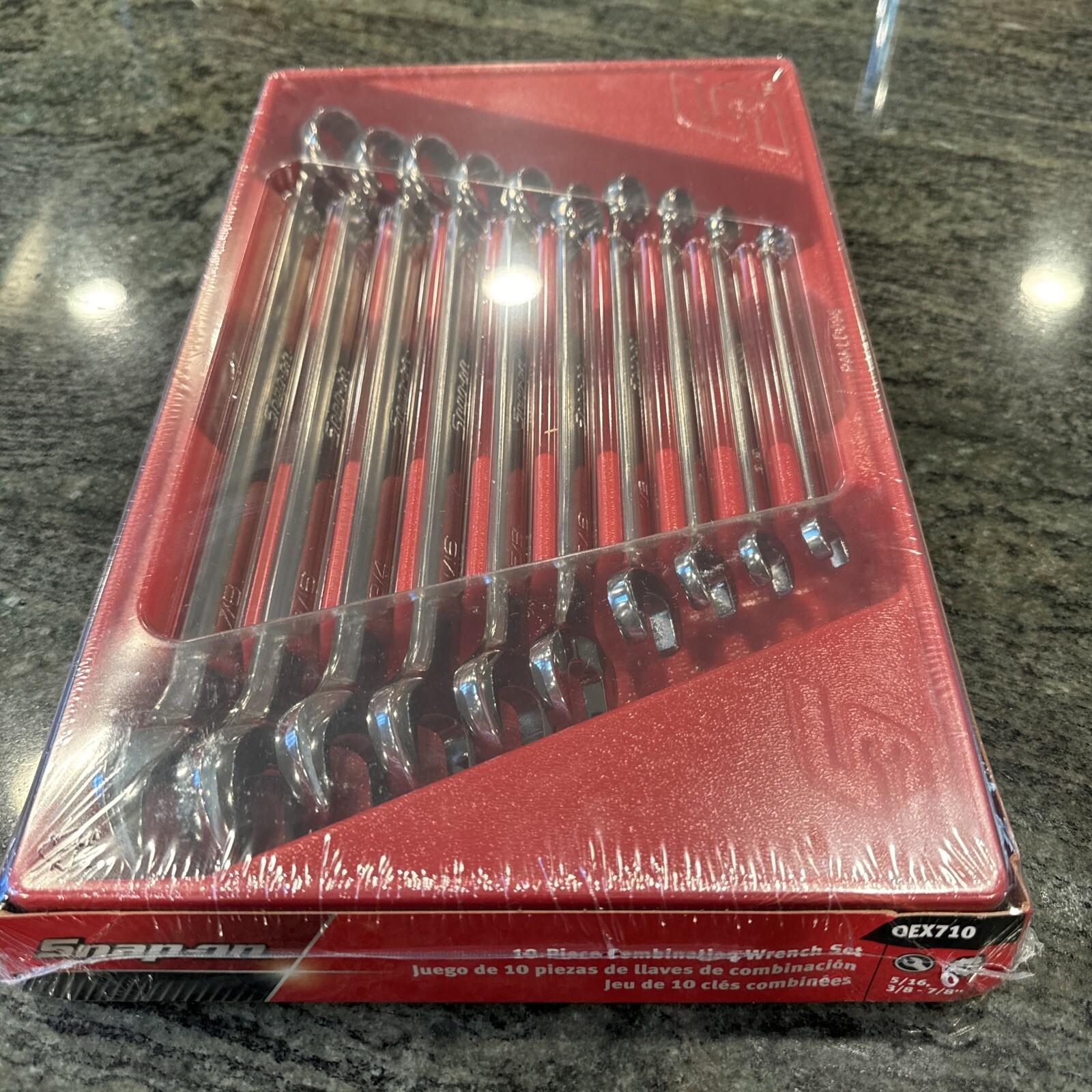 snap on oex710 10 pc sae combination wrench set 5/16-7/8” sealed