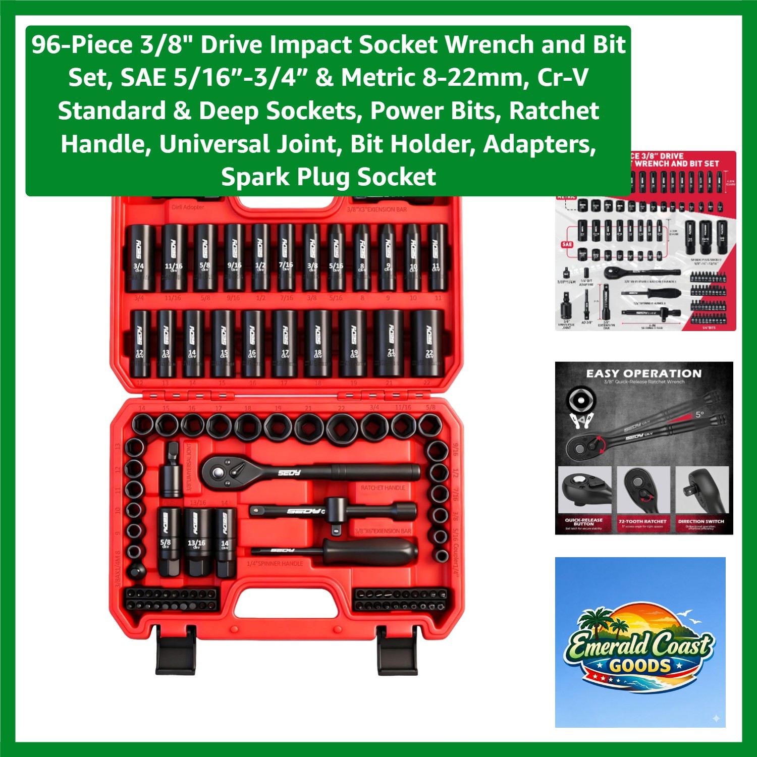Ultimate 96-Piece 3/8″ Drive Socket Wrench Set: SAE & Metric for Professionals