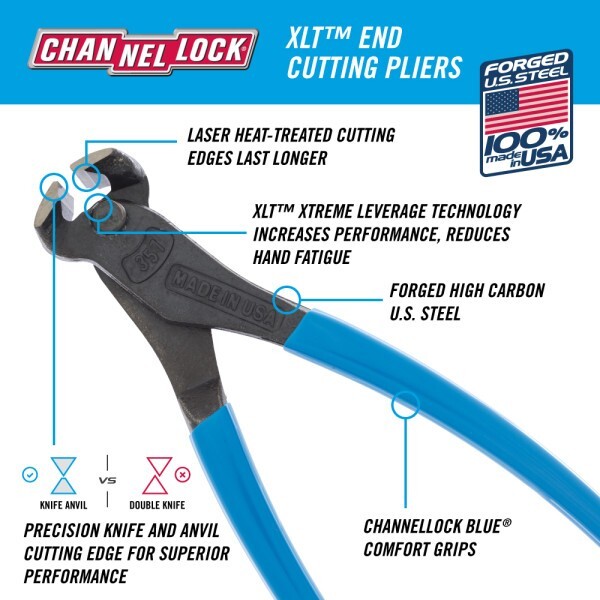 Channellock 357 7.5″ Long XLT High Leverage End Cutting Pliers