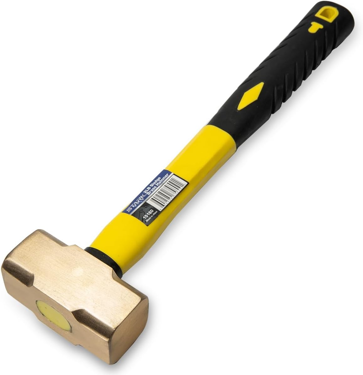 Stark USA 2-Pounds Sledge Hammer 2lbs Brass Head Fiber 1 Pack, Yellow/Black