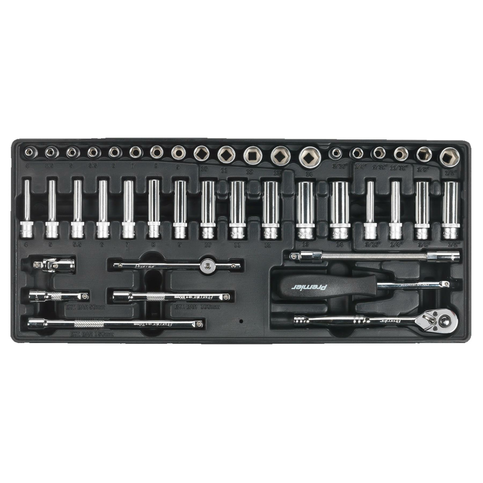 Tool Tray with Socket Set 43pc 1/4″Sq Drive With Lifetime Guarantee