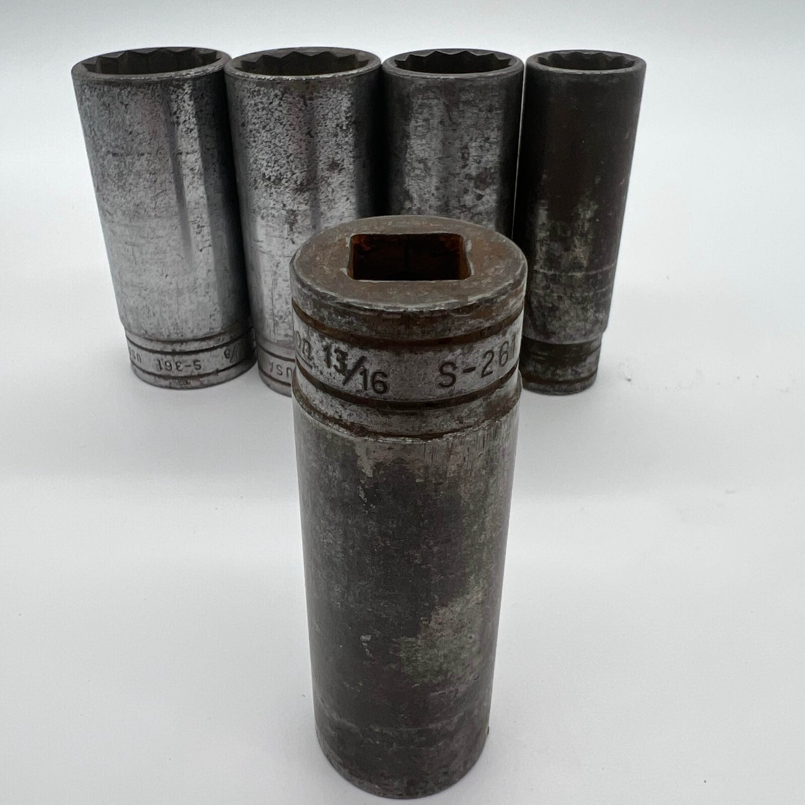 7 Vintage Snap-on Deep Socket 1/2 Driv S-201 S-341 S-361 S-301 S-241 S-261 S-101