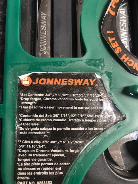 Jonnesway W45207S 7 Pc Ratcheting Combination Wrench SAE 3/8″-3/4″ Mirror Finish