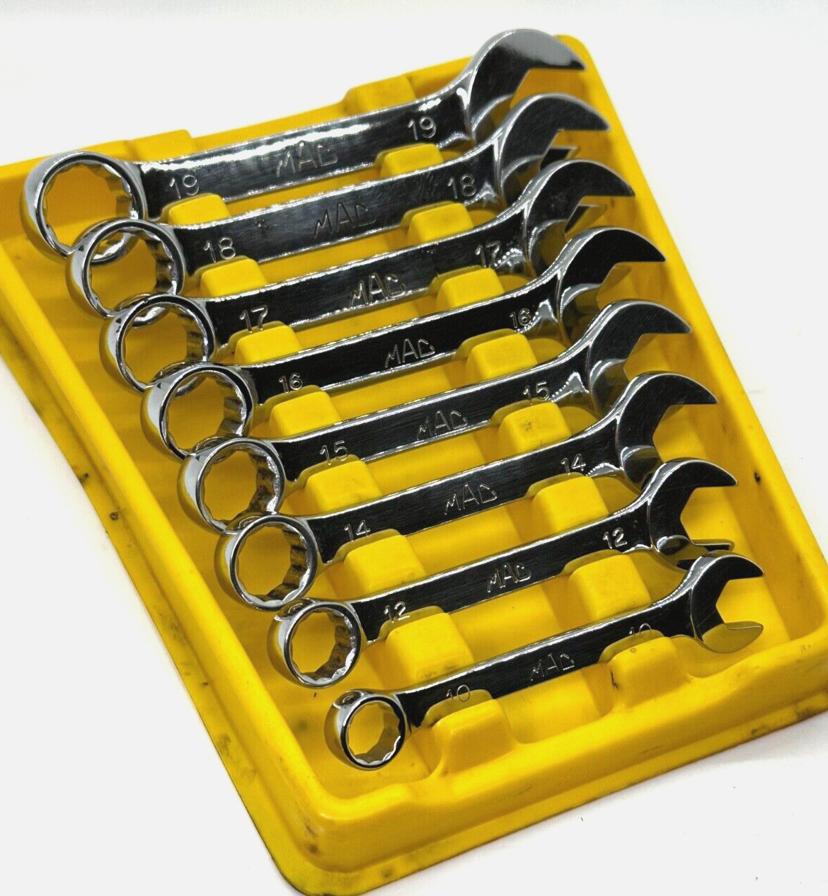 🇺🇸 MAC Tools USA 10-19mm Wrench Set Metric Combo Lot Short Stubby Yellow Tray