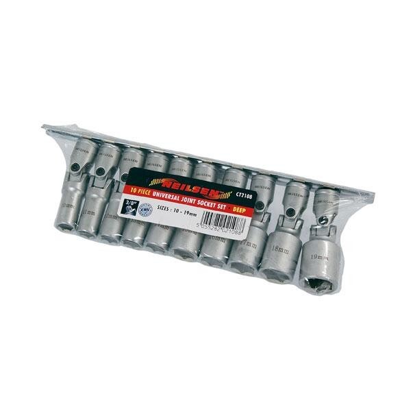 3/8″ Universal Wobble Joint Deep Socket Set 10, 12, 13, 14, 15, 16, 17, 18, 19mm