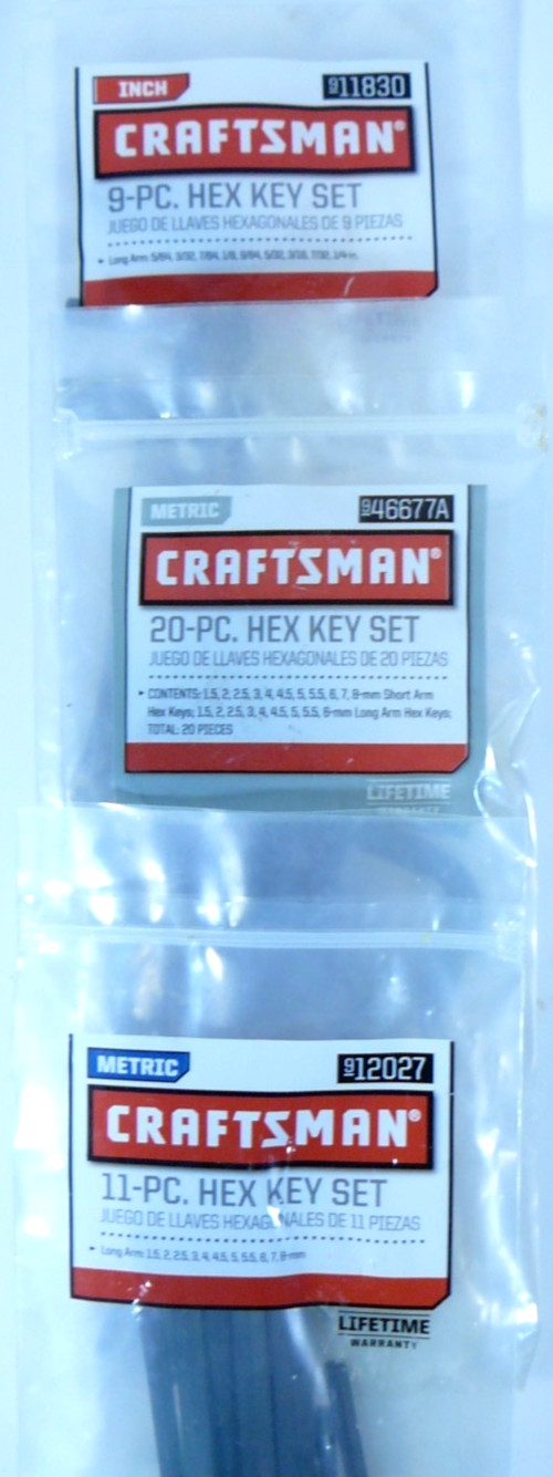 NEW CRAFTSMAN HEX KEY ALLEN WRENCH SET 40 PC PIECE SAE STANDARD INCH & METRIC MM