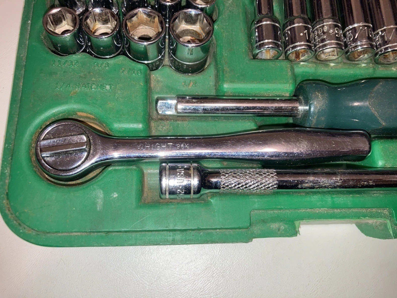 S-K SK 4921 SAE Standard Socket 1/4” Drive 21 Piece Set Short Deep 6 Pt Wright