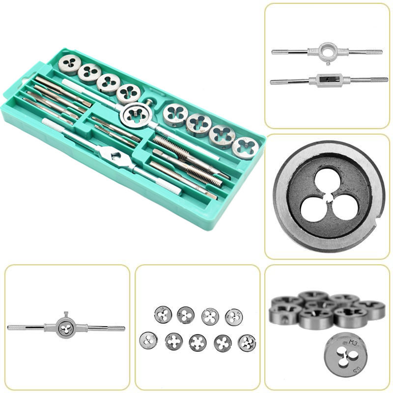Car Screw Dies Hand Tool Plugs Metal Screw Thread Repair Taps Alloy Steel 20Pcs