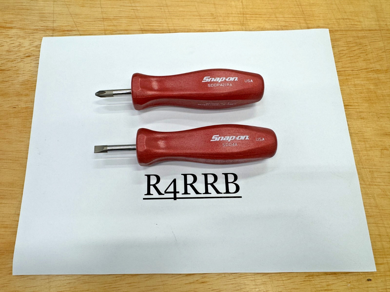 Snap-on Tools RARE PEARL RED 2pc Hard Standard Handle Stubby Screwdriver Set 100