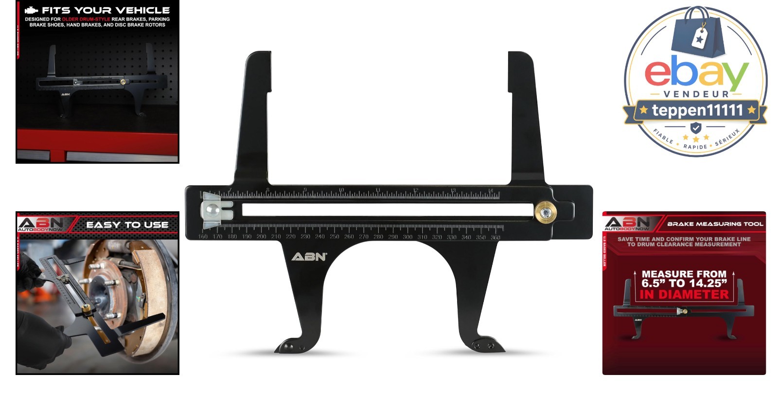 Brake Measuring Tool 6.5-14.25 Inch Dual Scale Gauge Adjustment