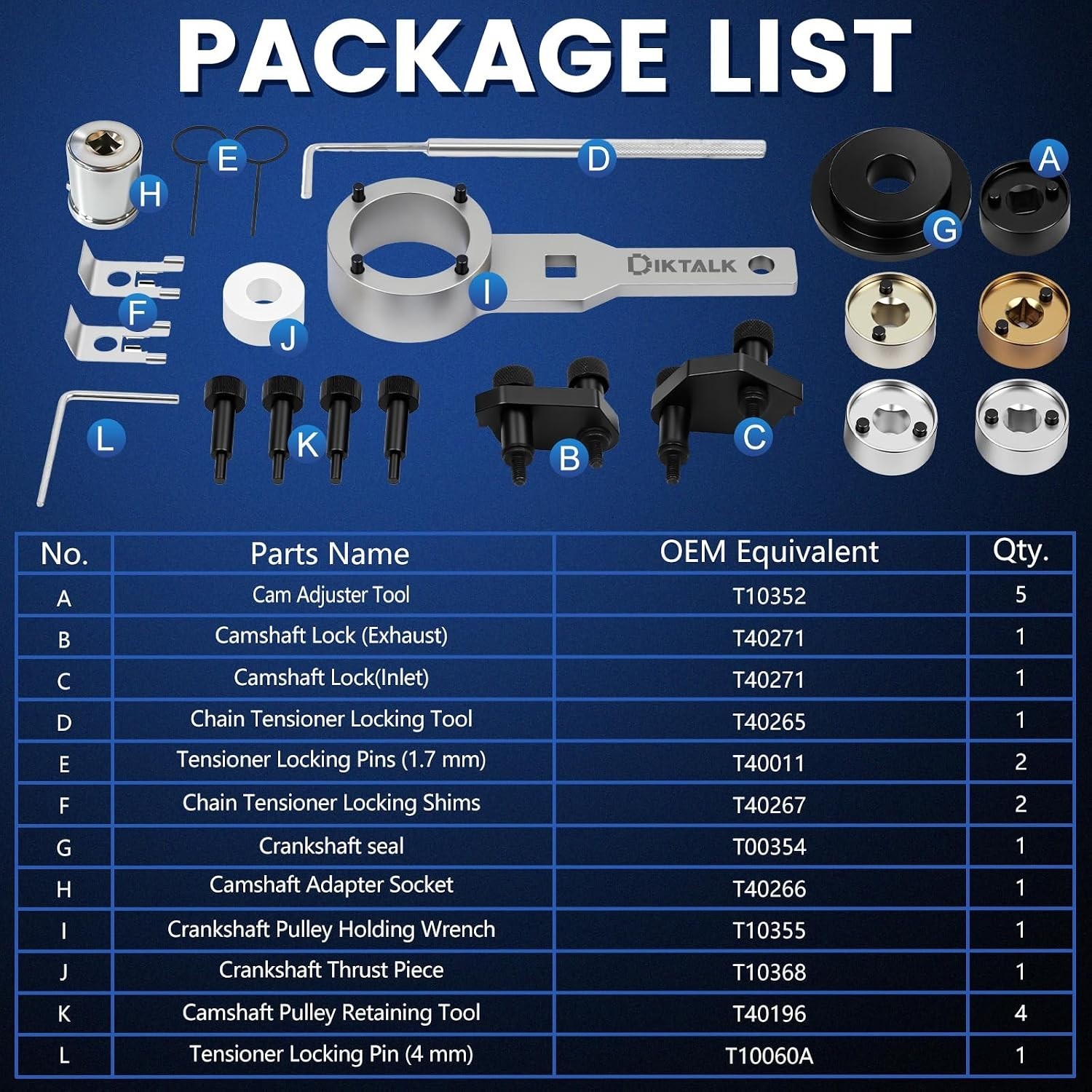 Audi/VW Timing Tool Set, 21 PCS Kit EA888 Gen1-Gen3
