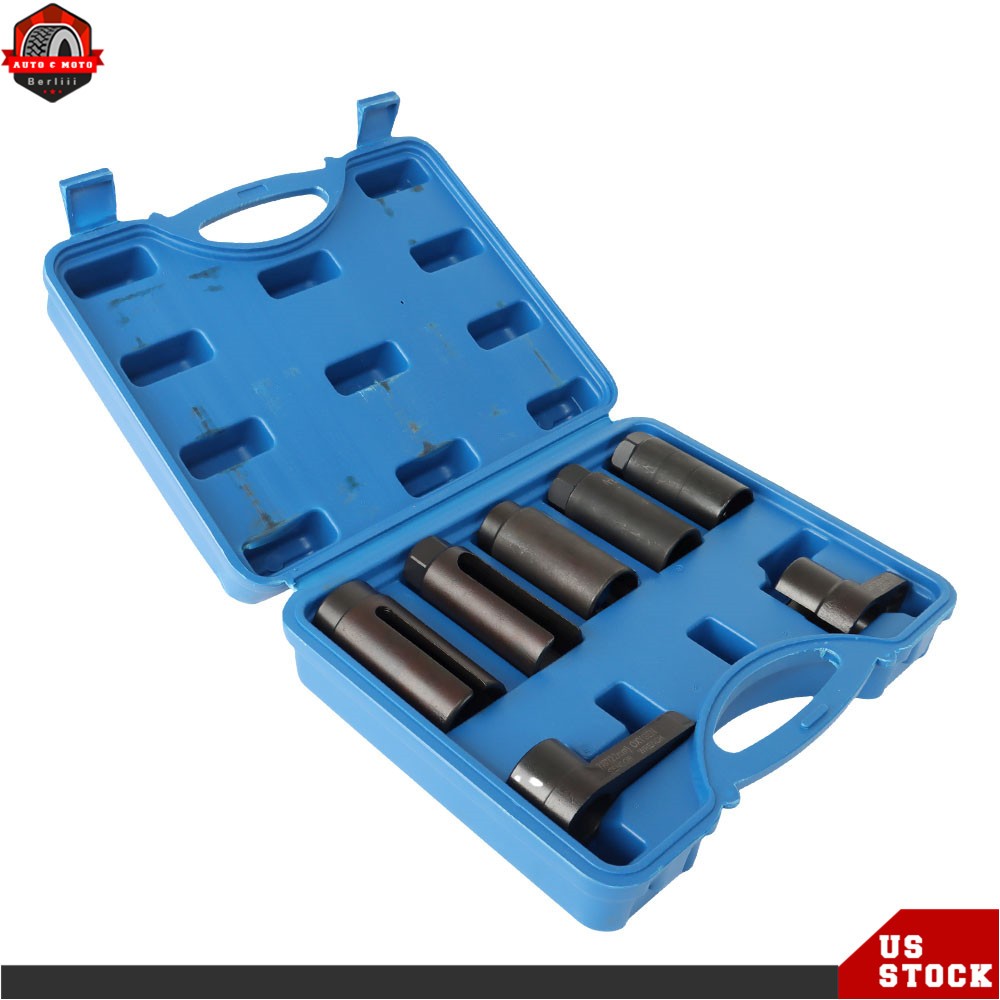 7 Pieces Oxygen O2 Sensor Wrenches Socket Tool Kit 1/2″ 3/8″ 7/8″ 22mm 27mm 29mm