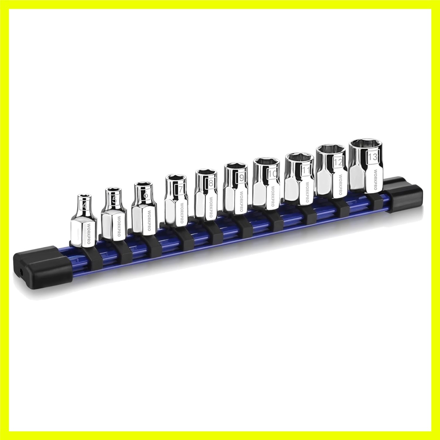 1/4″ Drive Socket Set, 10-Piece Metric CR-V Socket Set with Rail | Standard &…