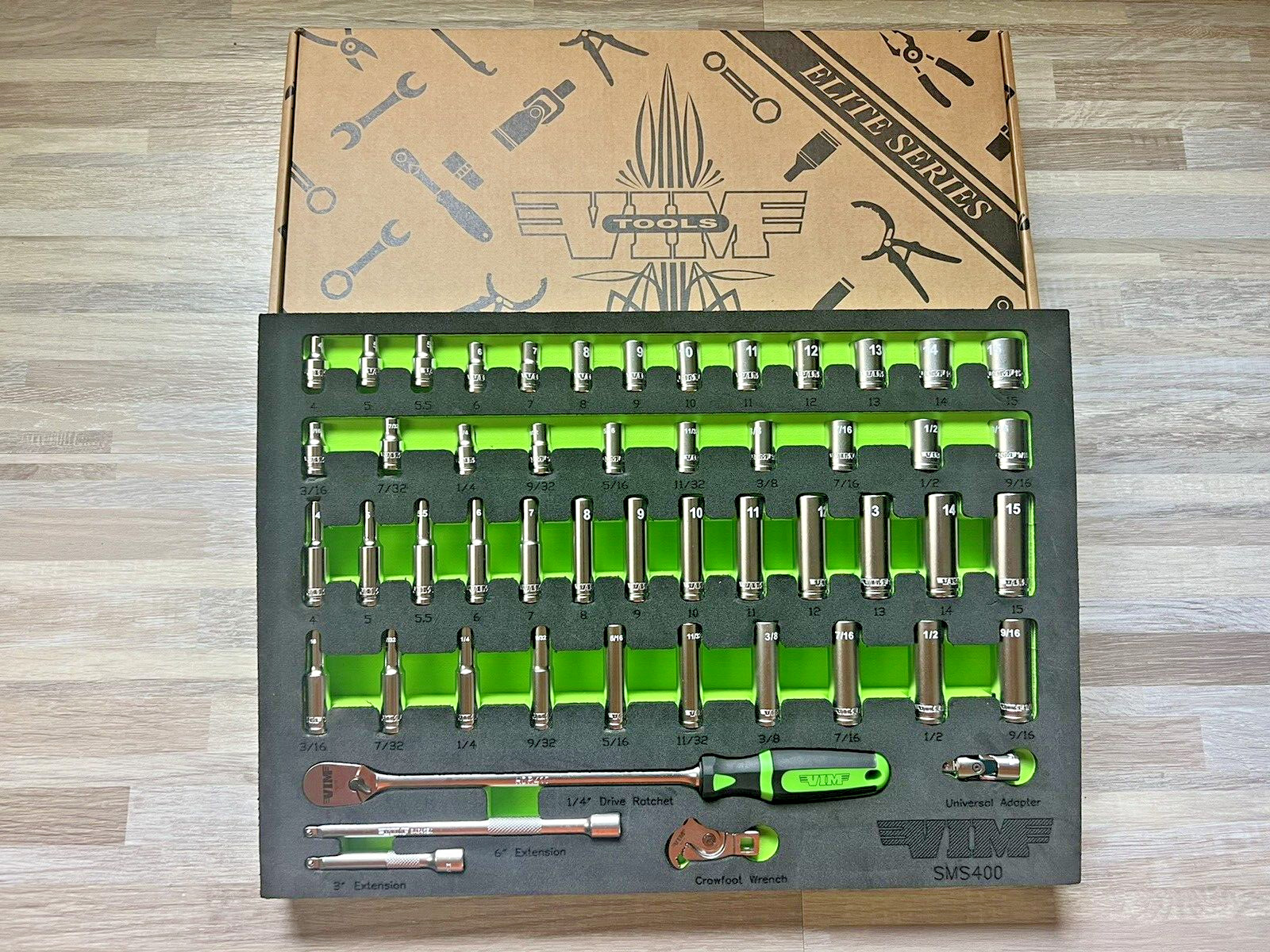 NEW Vim Tools 51pc Master 1/4″ dr Socket Ratchet Tool Set SAE & Metric SMS400