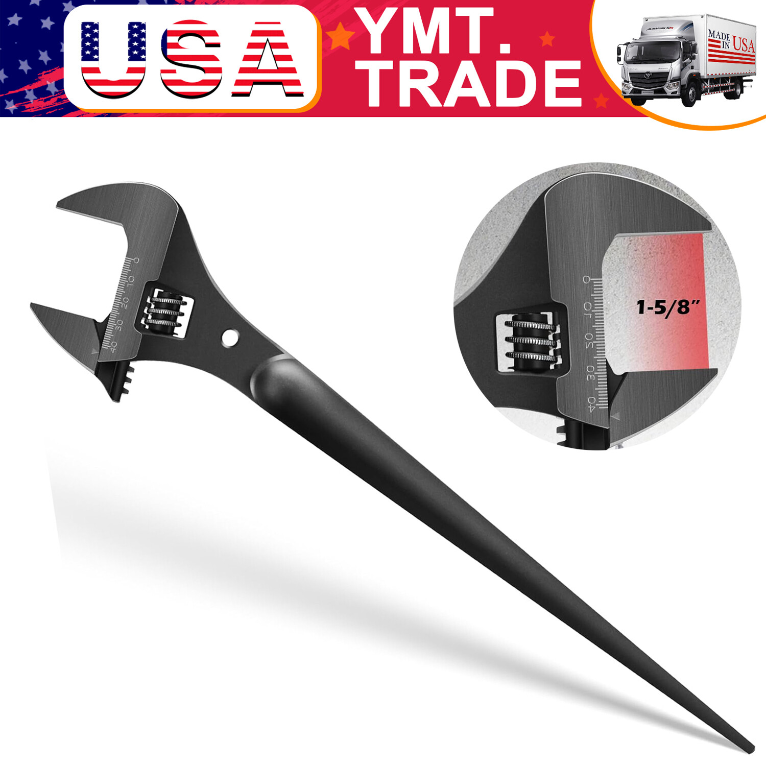 3239 Extra Wide Adjustable Wrench 16″ Construction Spud Wrench 1‑5/8″ Opening