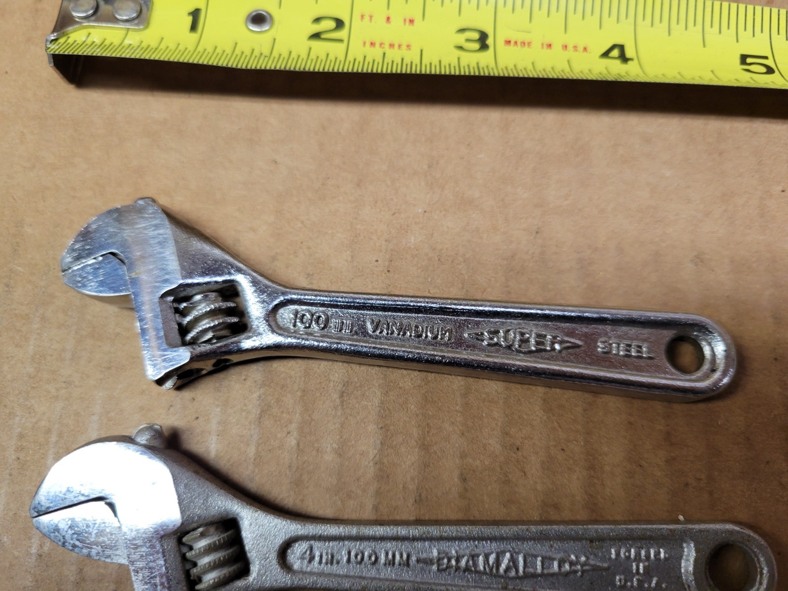 4-Piece 4″ Adjustable Wrench Lot Diamond Crestology Crescent Vanadium Super