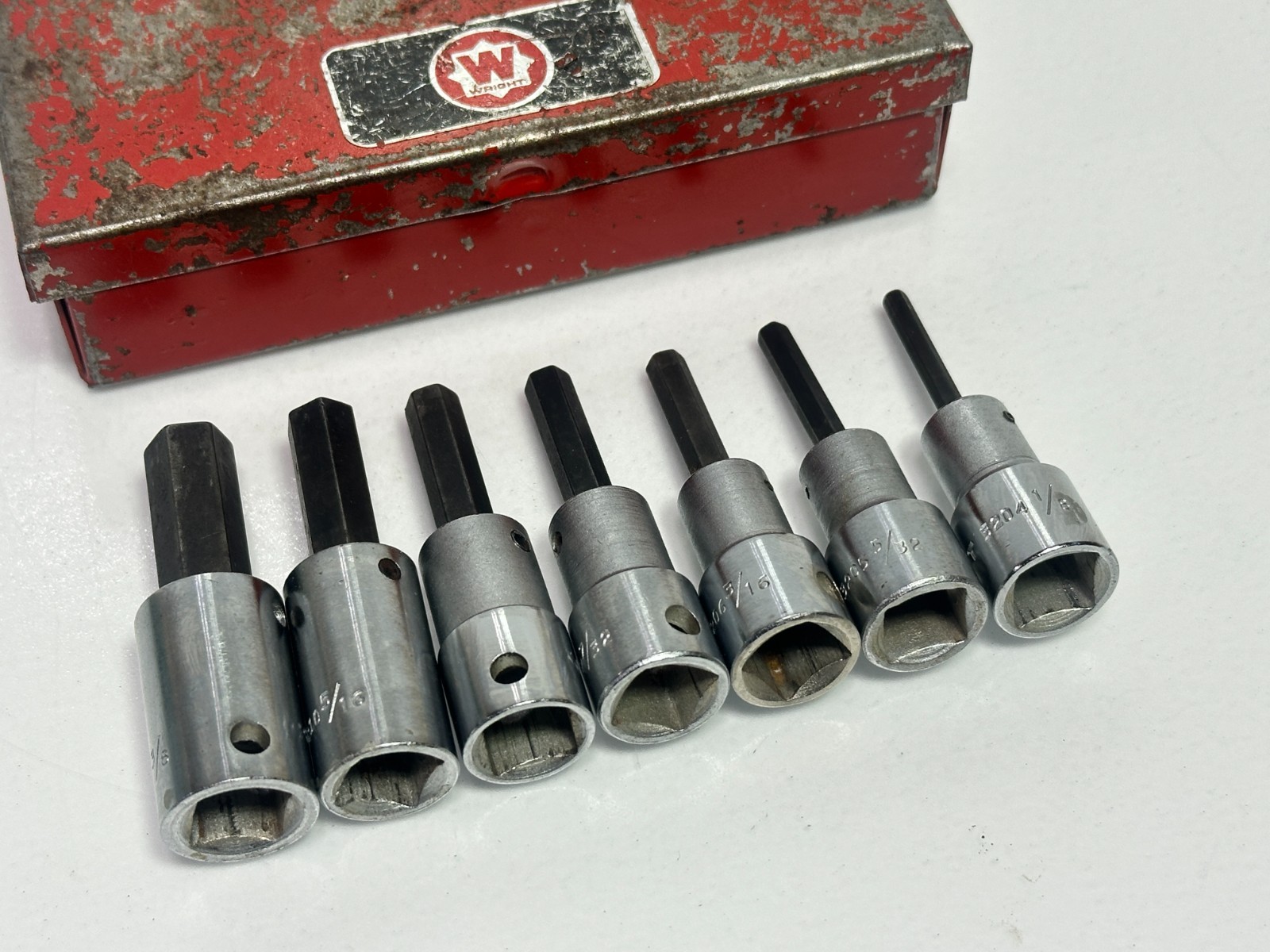 Wright Tool USA 305 7pc 3/8″ Drive Hex Allen Bit Socket Set, SAE 1/8″ – 3/8″