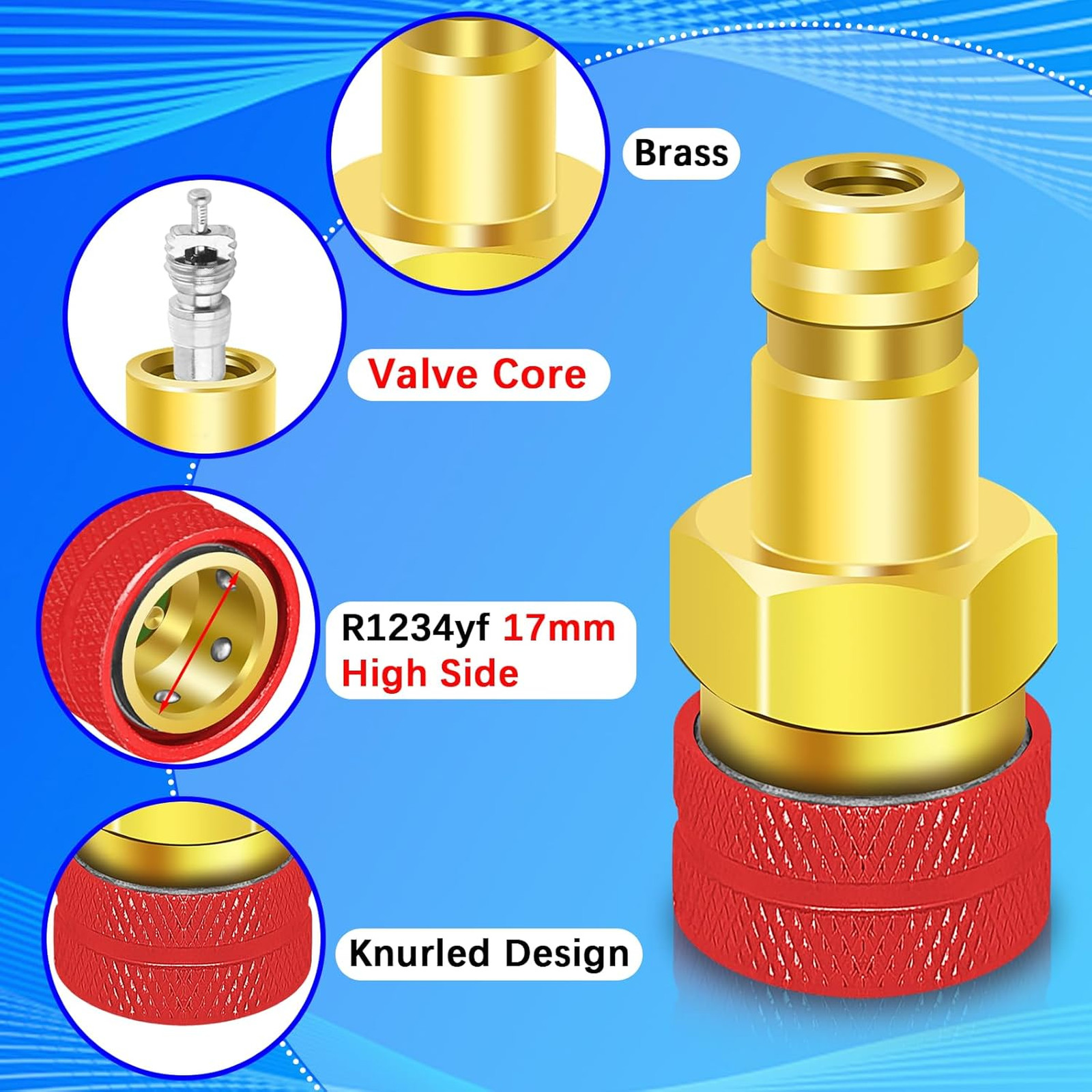 R1234yf to R134a Adapter Kit, Car Air Conditioning Conversion Adapters, Brass