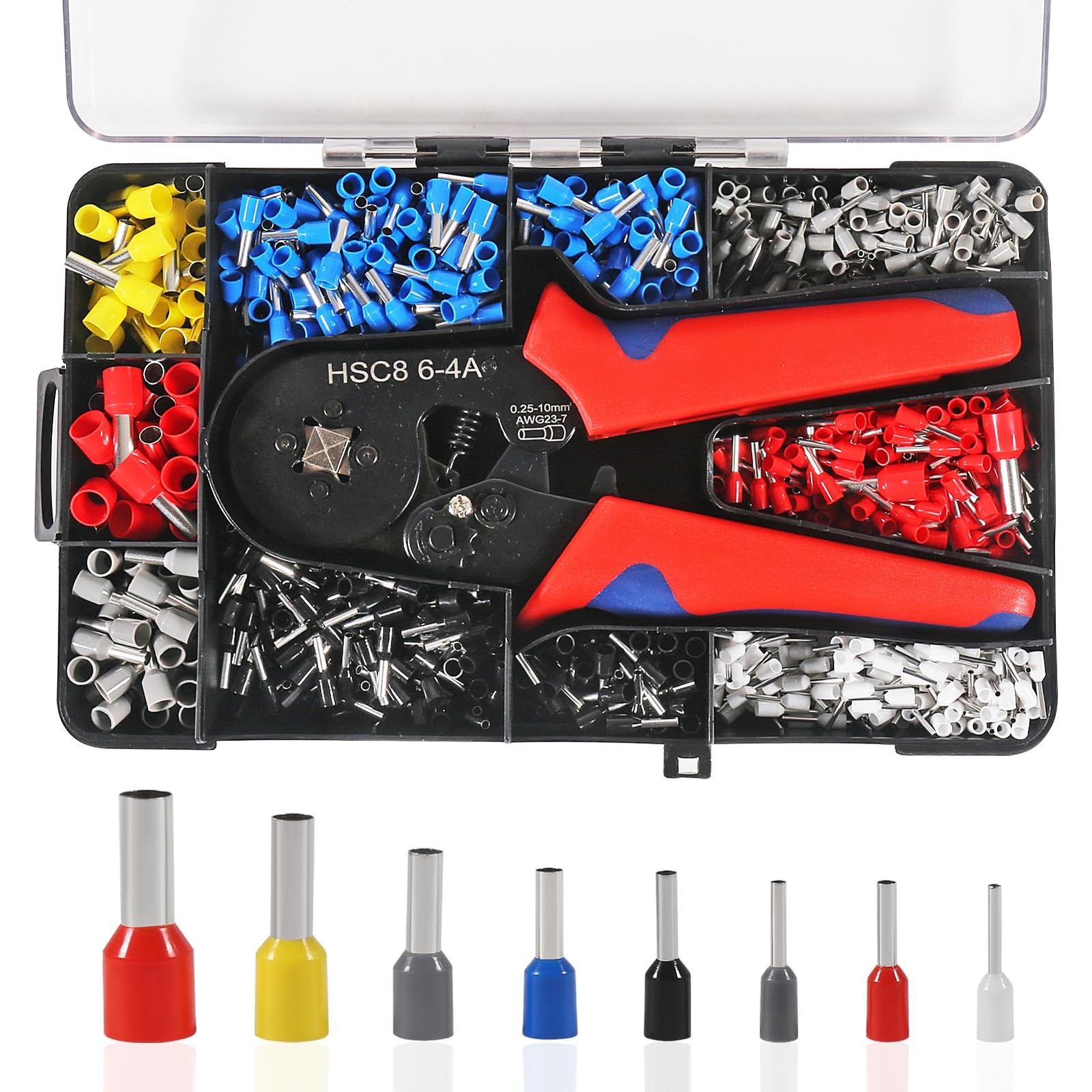 Ferrule Crimping Tool Kit with 1200pcs Wire Terminals Chrome