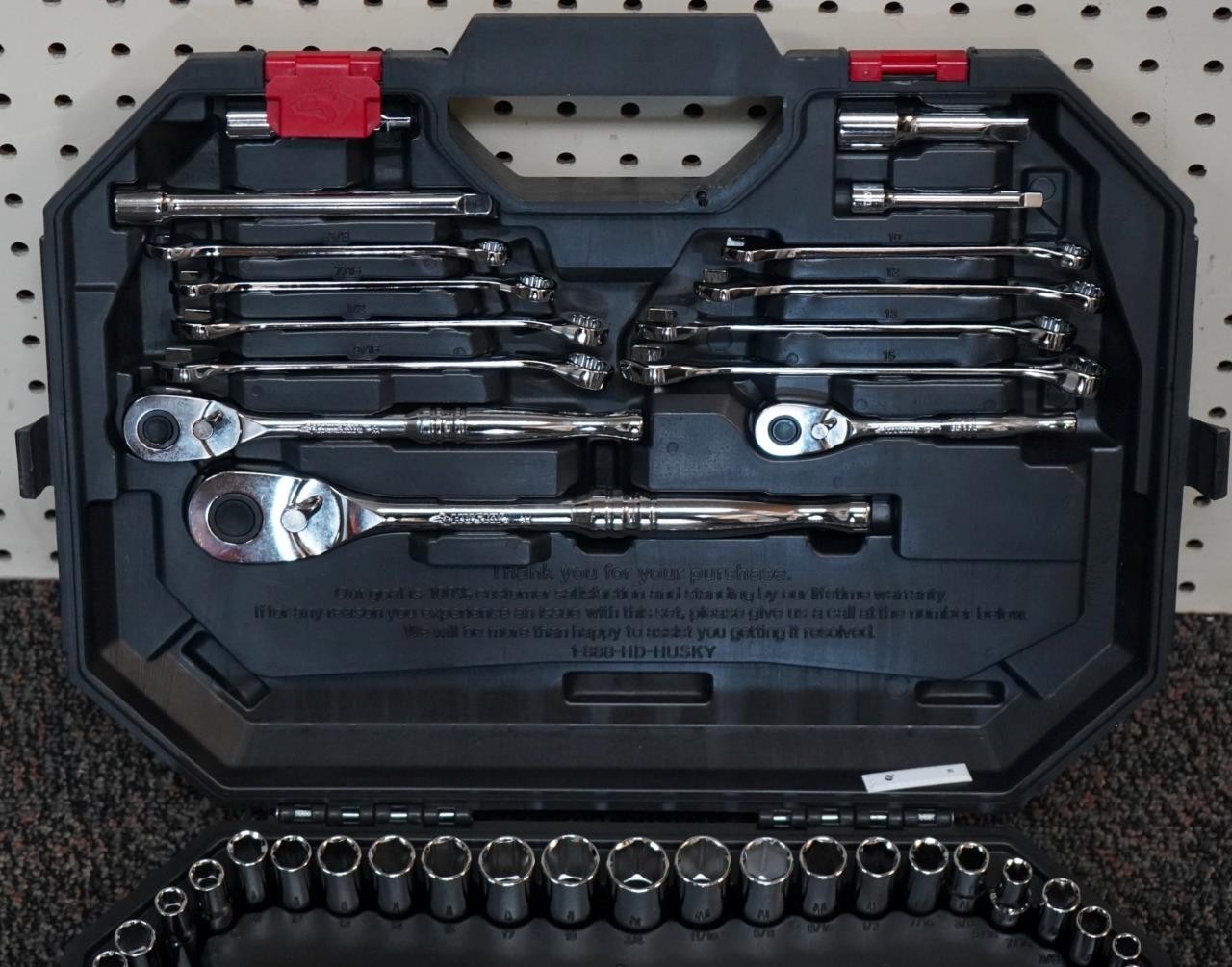 NEW-Husky 1004 280 253 149-Piece 1/4″ 3/8″ 1/2″ Drive Mechanics Tool Set H149MTS