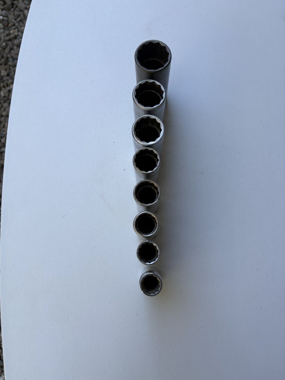 Vintage SK Tools 1/2” Drive 12pt Deep Sockets Set 40818-40836 USA 9/16” to 1-1/8