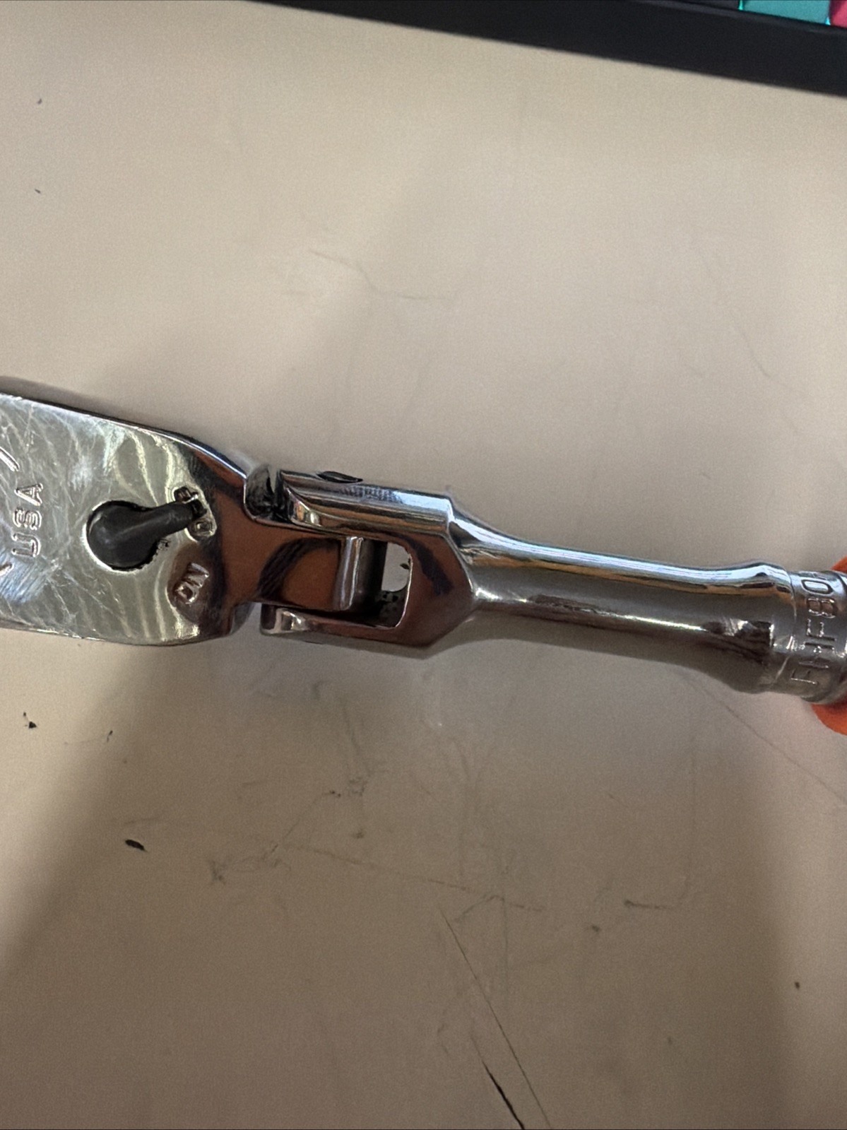 Snap On Tools FHF80A 3/8″ Orange Soft Grip Flex Head Ratchet