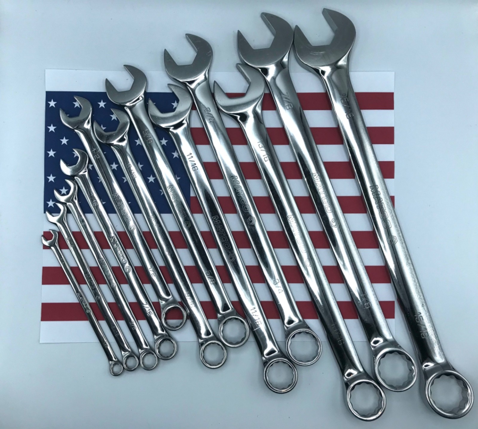 Matco Tools RCL Series 12-Piece SAE 12-Point Long Pattern Combination Wrench Set