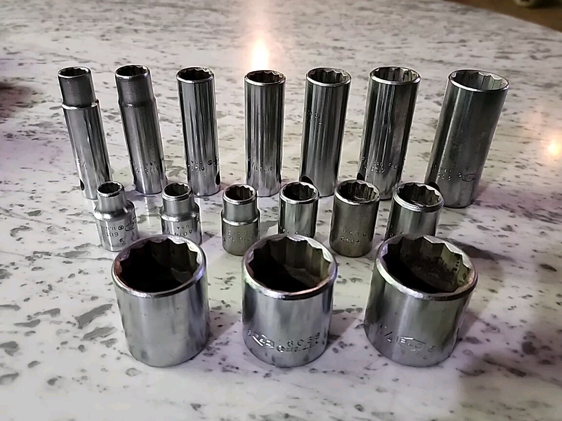 Lot Of 16 P & C SAE Sockets 1/2″ Drive Deep And Shallow 3/8″ To 1 1/4″ 12 Point