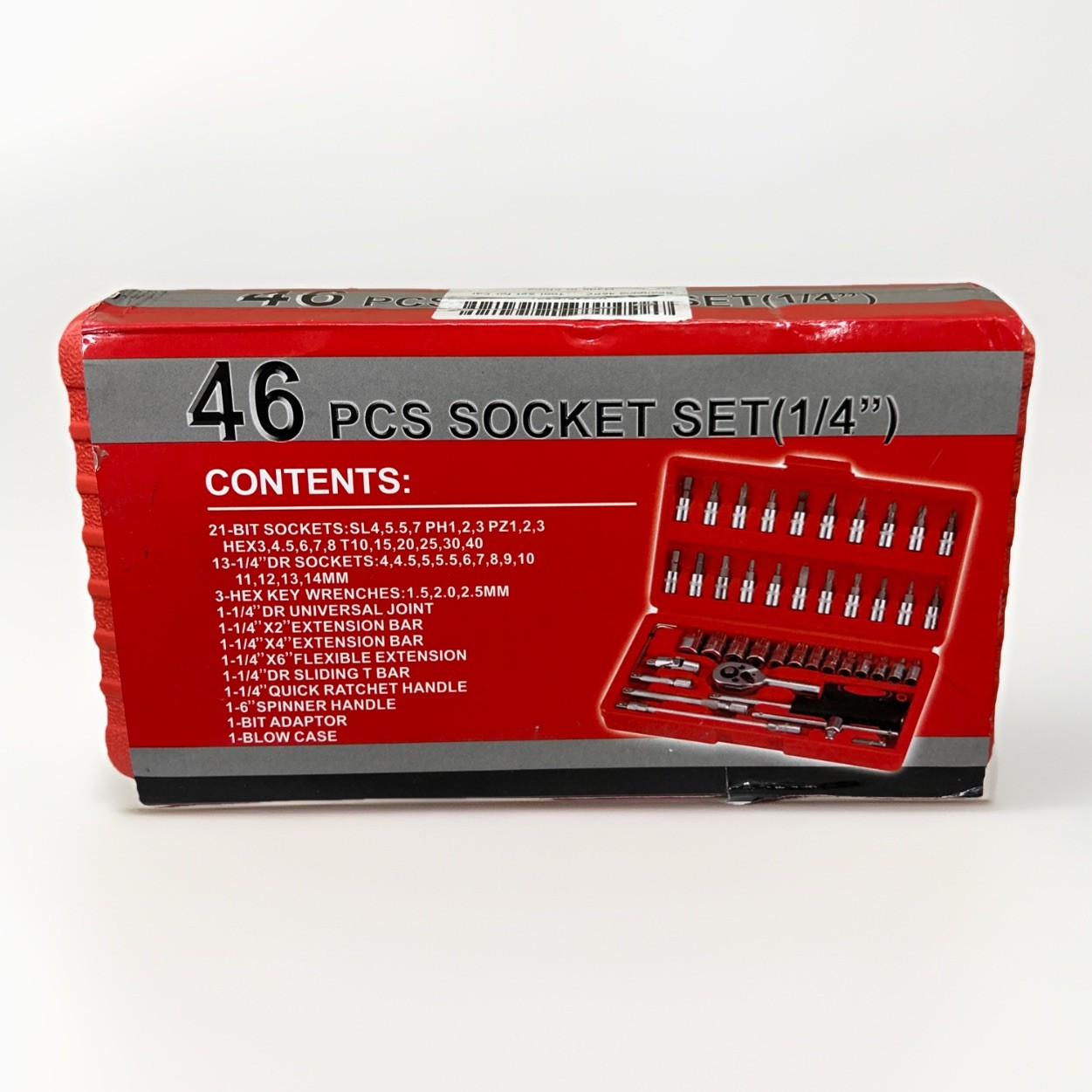 46 Piece Socket Set 21 Bits 13 Sockets 3 Wrenches w Extension Bars & More Pop