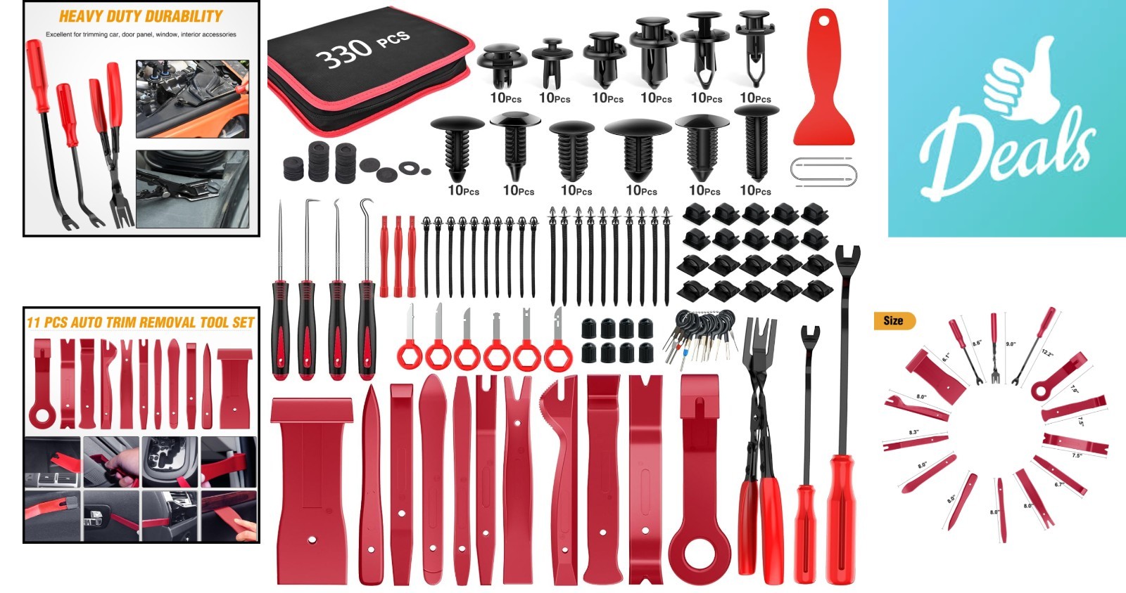 Ultimate 330-Piece Trim Removal Tool Kit – Multi-Functional & Portable Red Set