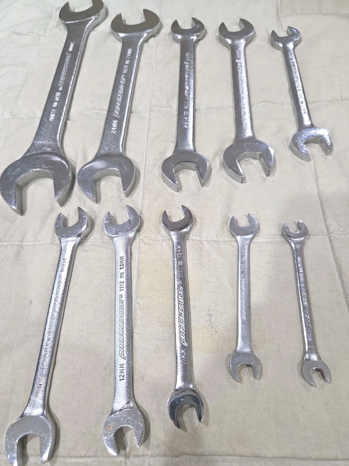 NEW PROAMERICA USA DOUBLE OPEN END WRENCH SET 8MM -32MM, 10 PC. SET 2 Large Ones