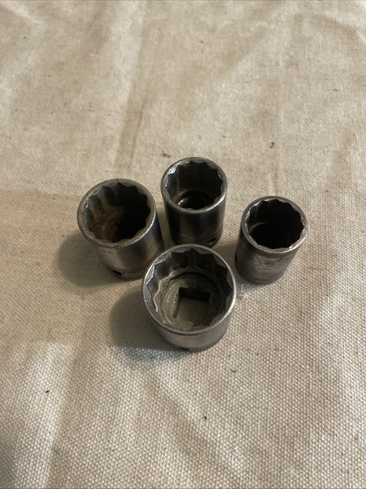 Snap On USA Socket Set 1/2” Drive 12 Point SAE 11/16”-1” Vintage 4pc #B6