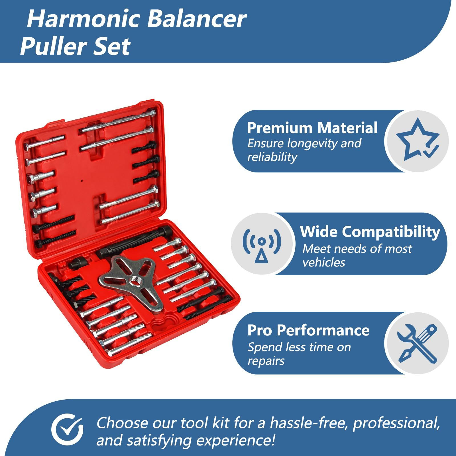 Bicos 46pcs Harmonic Balancer Puller Set Crankshaft Pulley Steering…