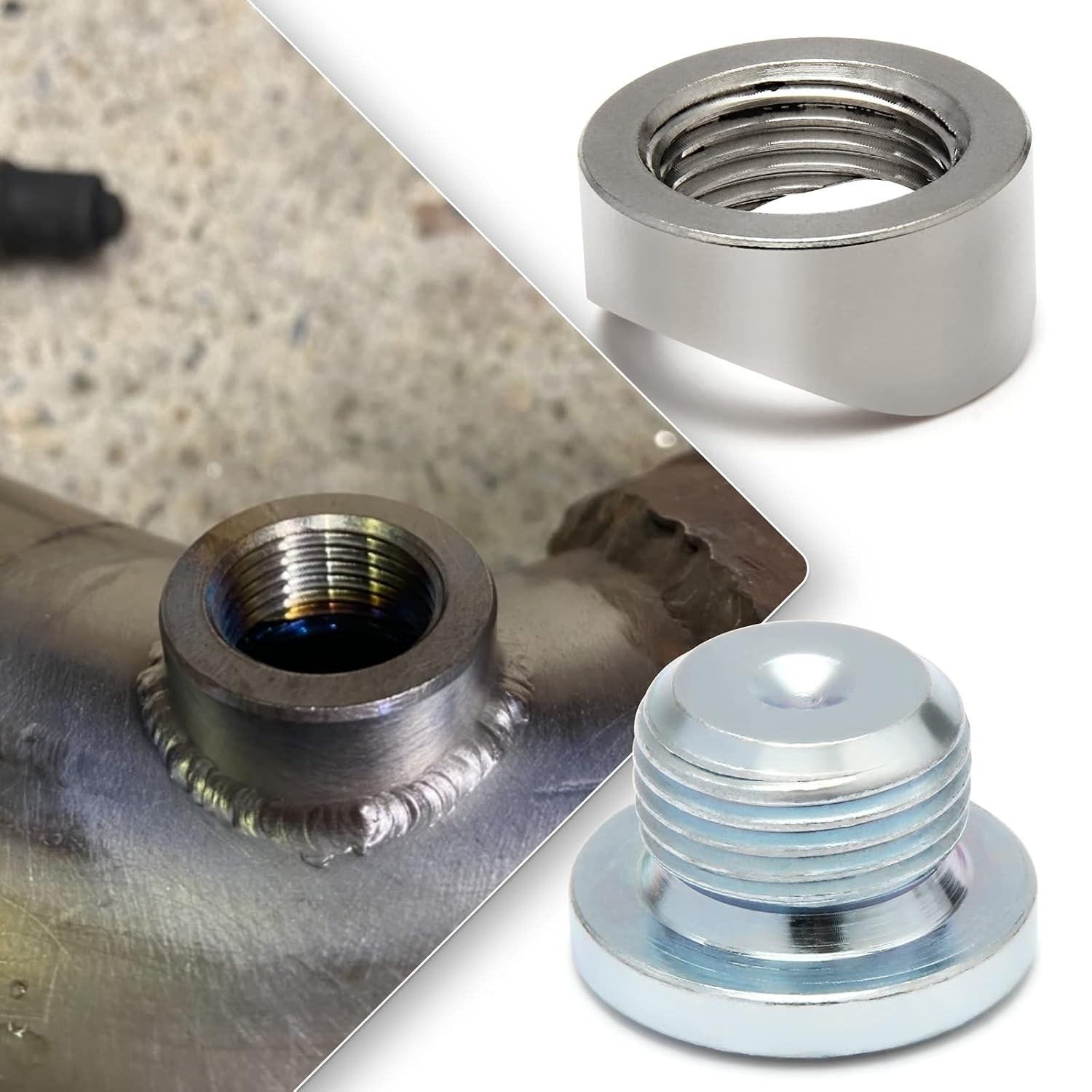 Custom Notched Style Oxygen Sensor Bung & Plugs for Exhaust Systems (4 Count)