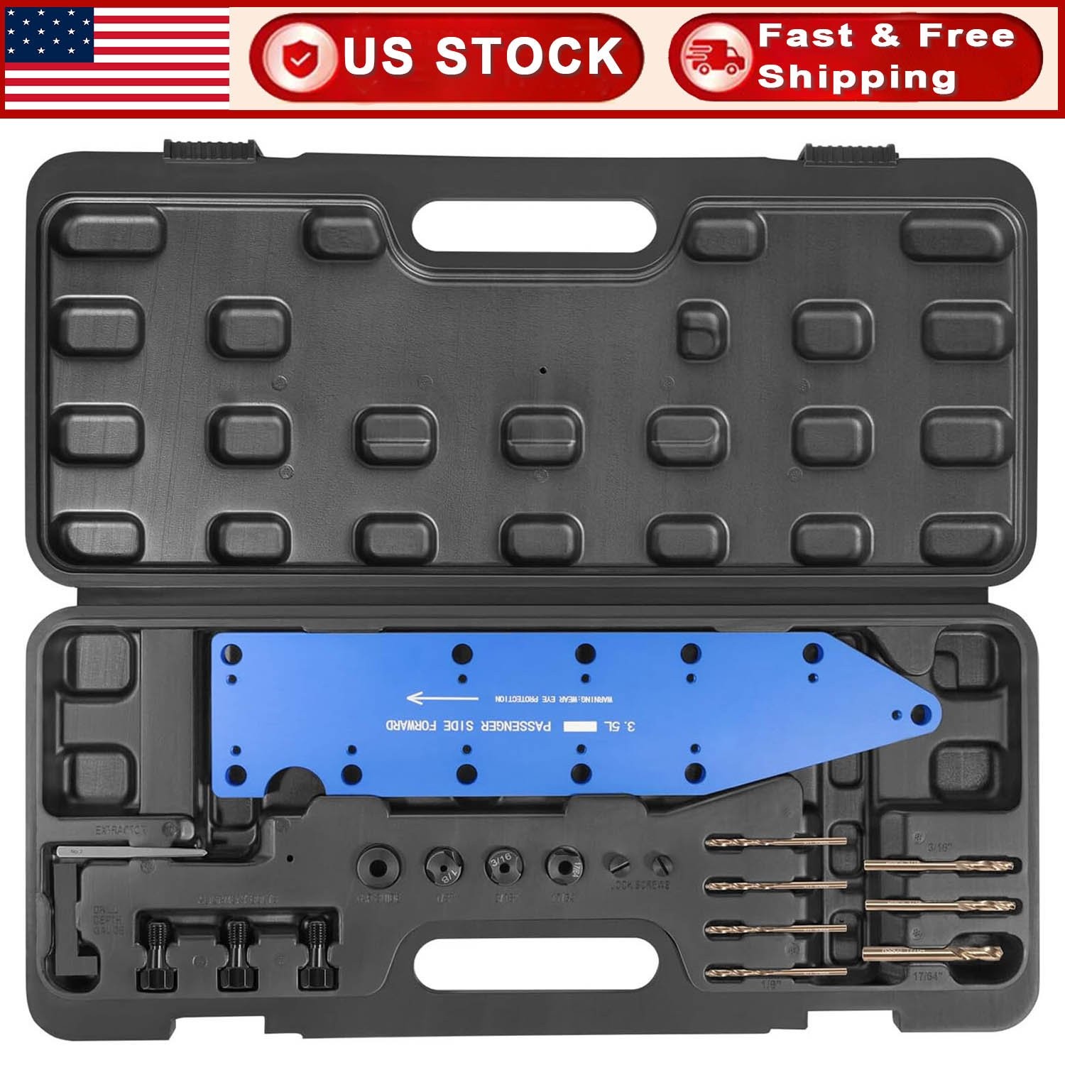 72610 Manifold Drill Template for Ford 3.5L Ecoboost Remove Broken Exhaust Blue