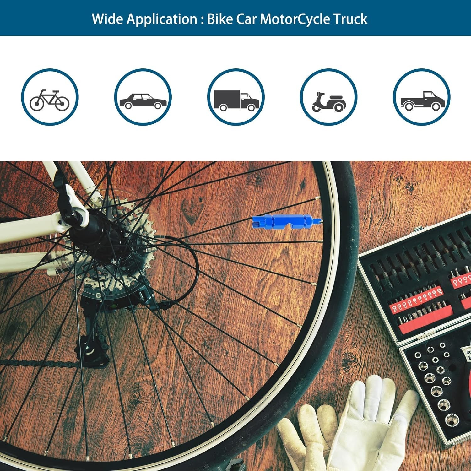 Compact Blue Valve Core Tool for Quick Tire Maintenance – Perfect for Cyclists