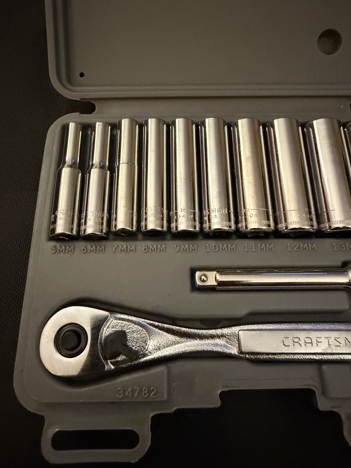 🇺🇸Craftsman Tools USA 34782 12pc Metric 1/4″ Drive Deep Socket Ratchet Set NOS