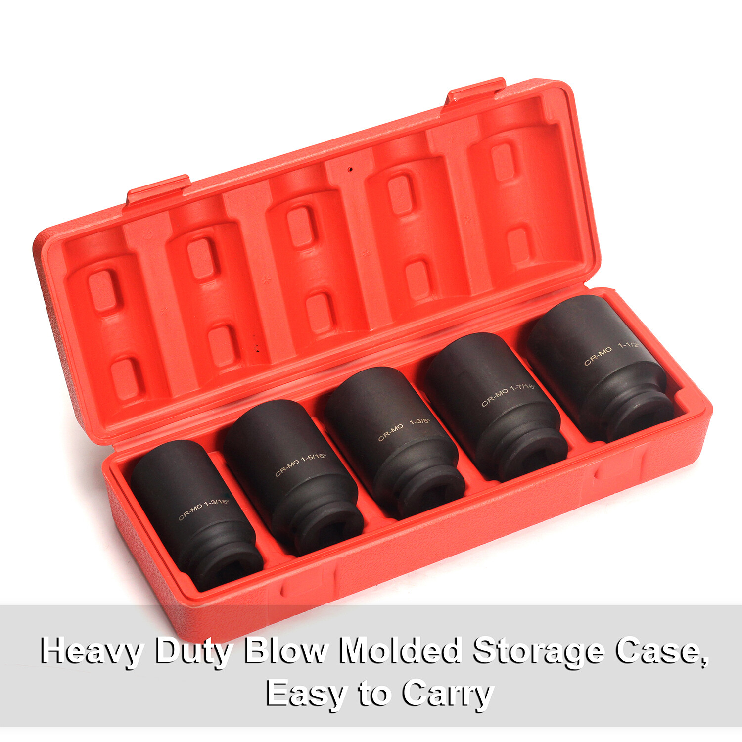 1/2-Inch Drive Deep Spindle Axle Nut Impact Socket Set Cr-Mo 6-Point 1/2″
