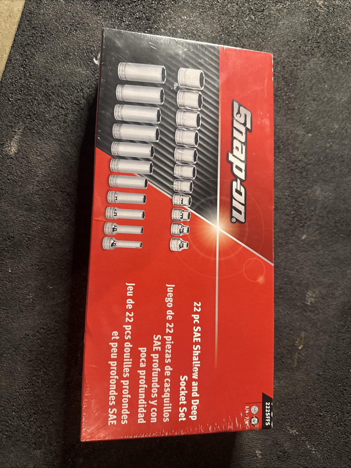 For Snap-on 3/8″ drive 1/4″ thru 7/8″ 22-pc 6-point Shallow Deep Socket 222SFFS